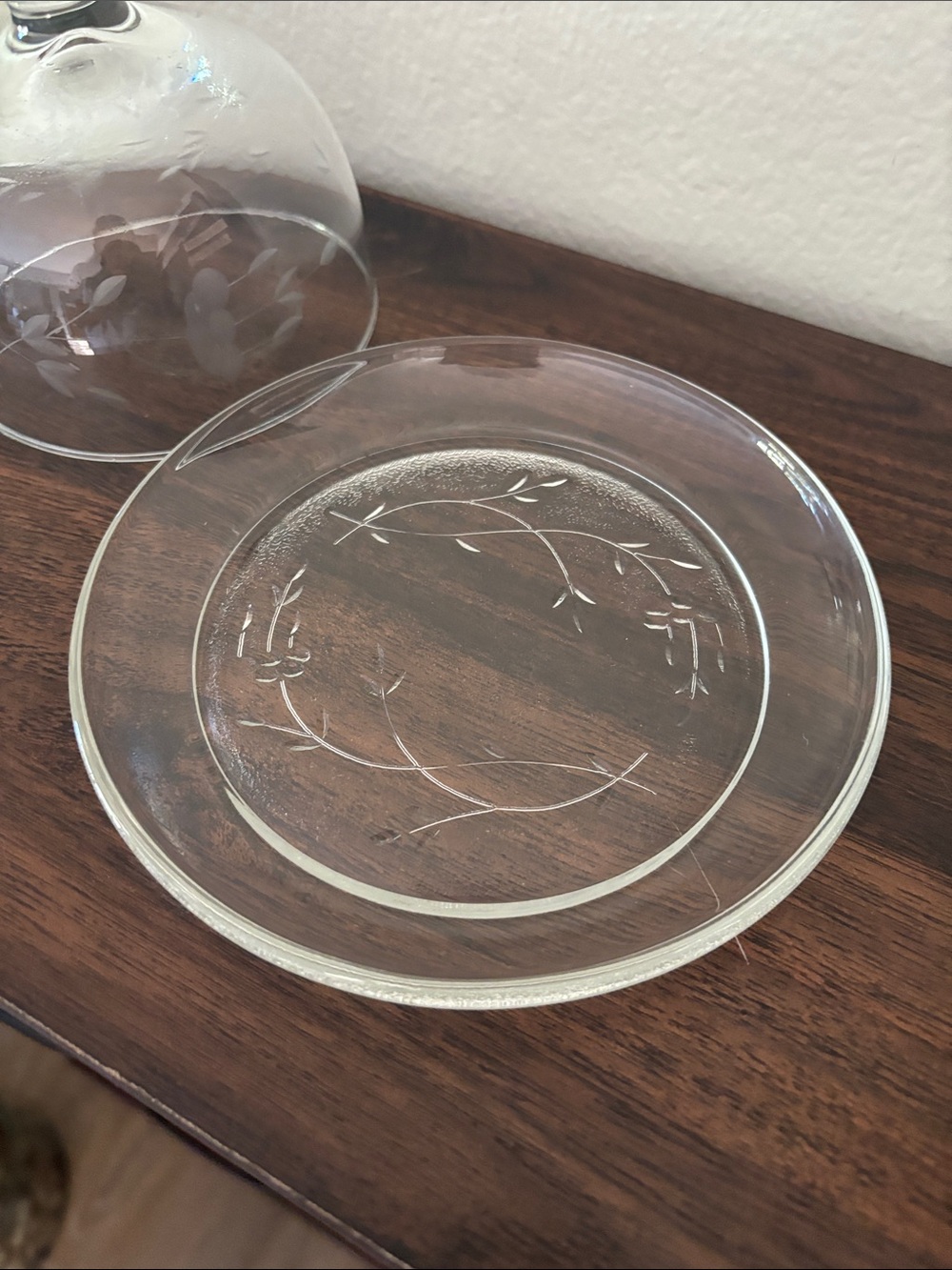 LAST CHANCE Etched Glass Sugar & Creamer Set, Covered Butter Dish & Sauce Bowl - Picture 5 of 9